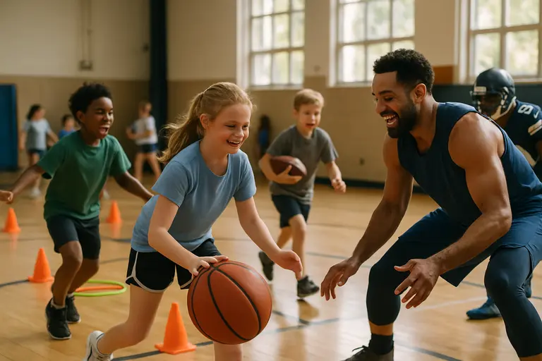 High school athletes practice while parents and local volunteers watch from nearby