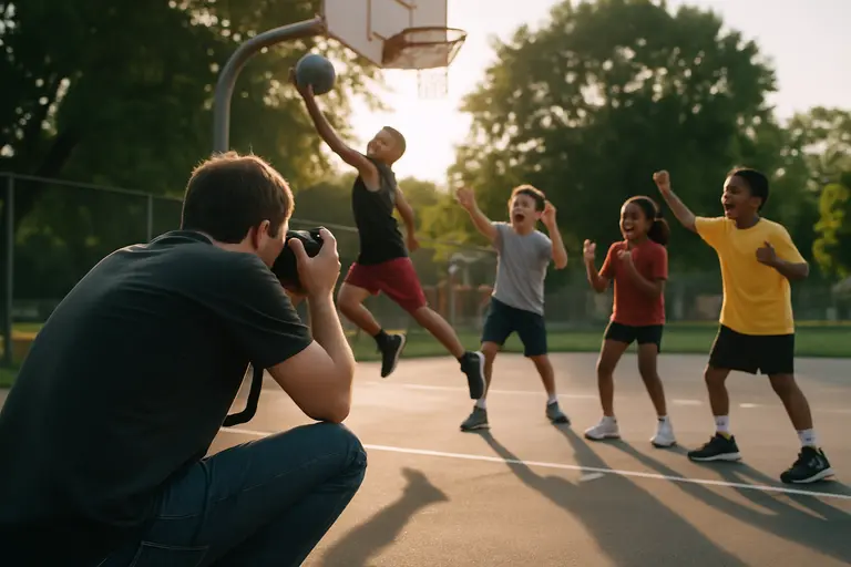 A photographer captures a youth football player sprinting during a drill