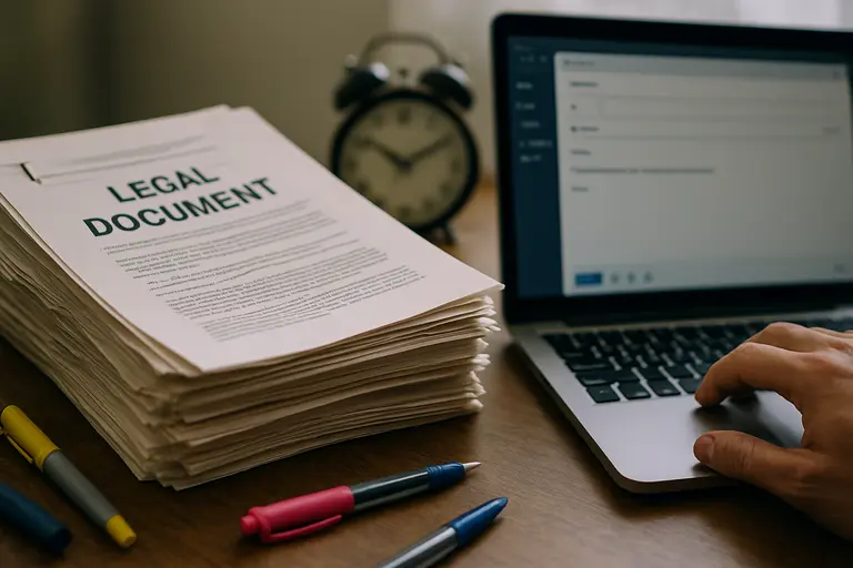 Meeting minutes, notice documents, and a recorder arranged on a table