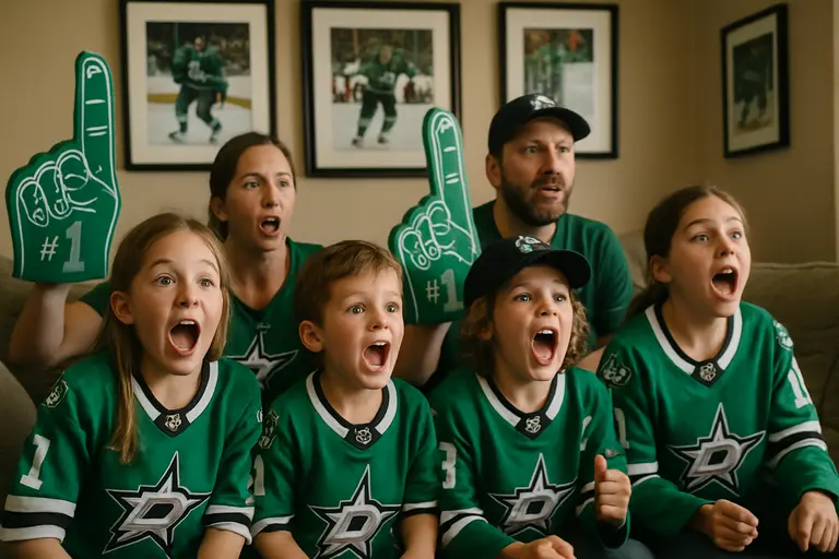 Young hockey players listen to a coach during practice near the boards